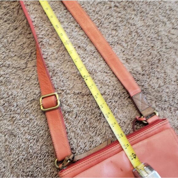 Fossil Morgan traveler crossbody bag pink cowhide leather front flap medium - Picture 8 of 10